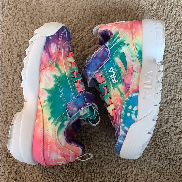 Fila Other - Fila Girls size 1 rainbow tie dye shoes